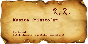 Kaszta Krisztofer névjegykártya